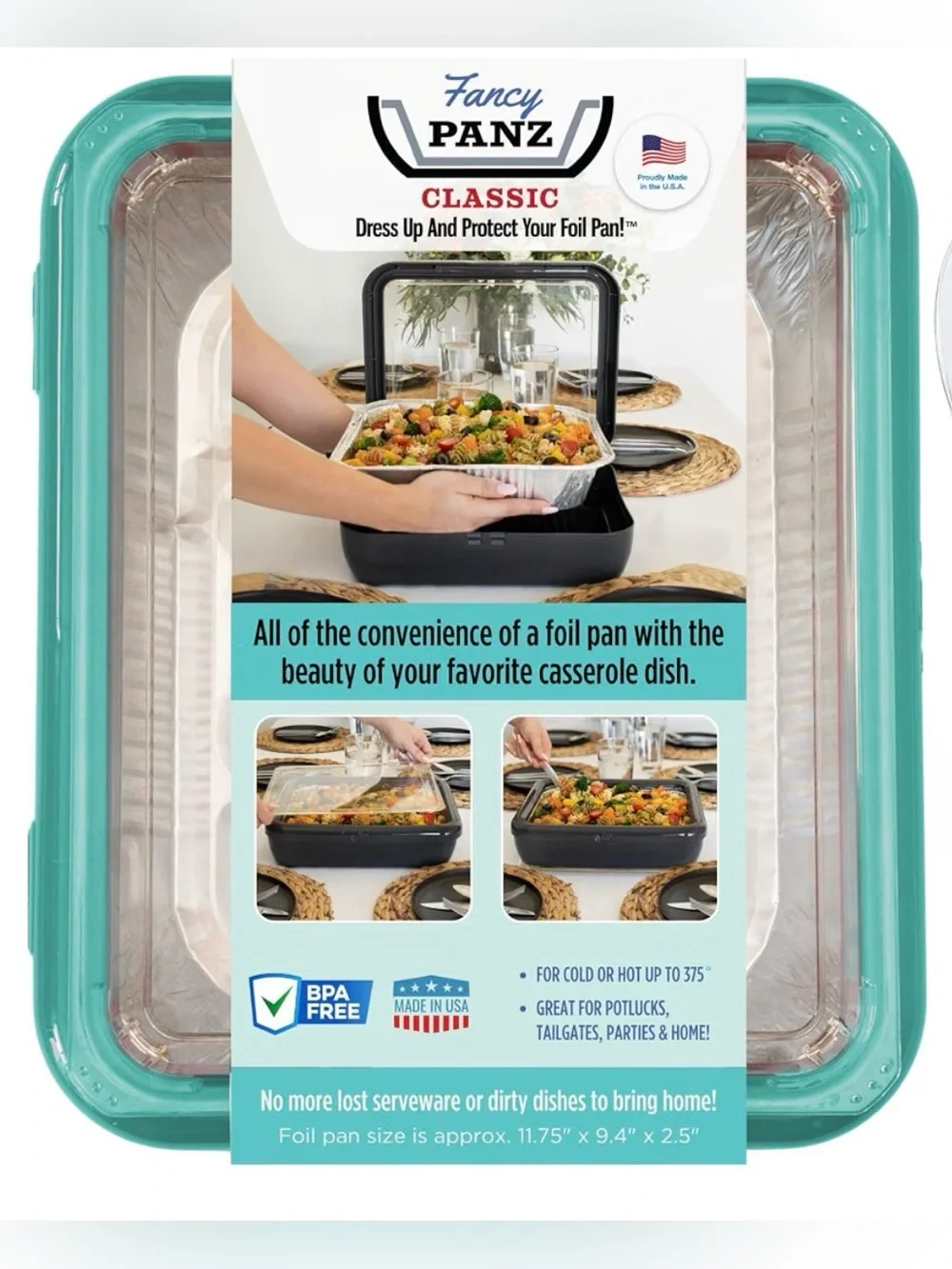 NWT Fancy Panz Teal Cake / Dish Carrier